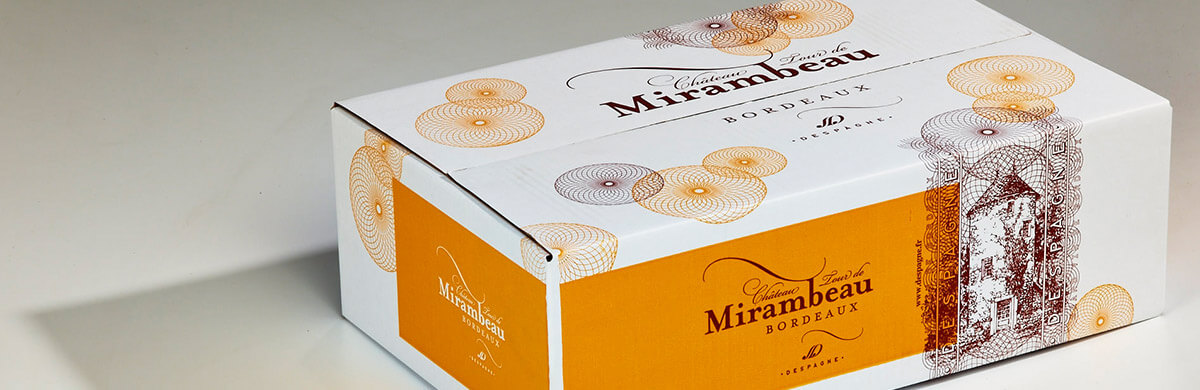 Emballage imprimé Tour de Mirambeau, une réalisation Maubrac